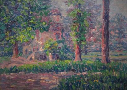 Henri AURRENS (1873 - 1934) Le jardin ensoleillé.
Huile sur carton. Signé en bas...