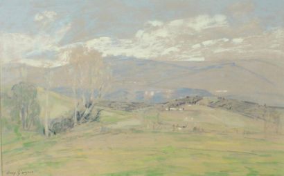 Henry GROSJEAN (1864 - 1948) Paysage du Jura.
Pastel signé en bas à gauche.
Vue:...