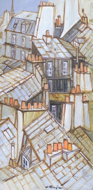 Jacques GOUPIL (Né en 1934) Les toits de Paris.
Huile sur toile signée en bas à droite.
80...