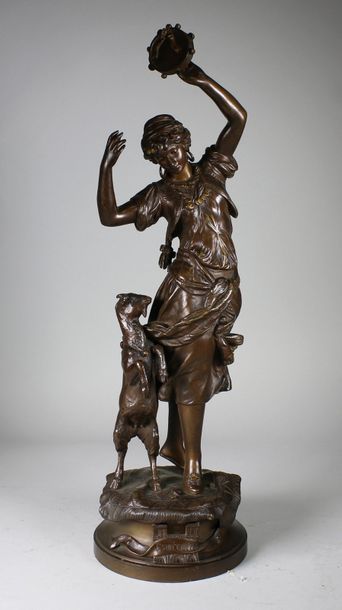 Adrien Étienne GAUDEZ (1845-1902) Esmeralda.
Epreuve en bronze à patine brune. Fonte...