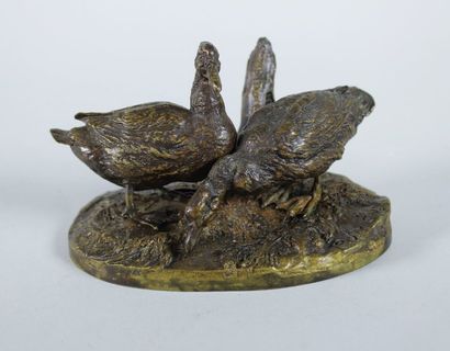 Pierre-Jules MENE (1810 - 1879) Groupe de canards.
Epreuve en bronze à patine brun...