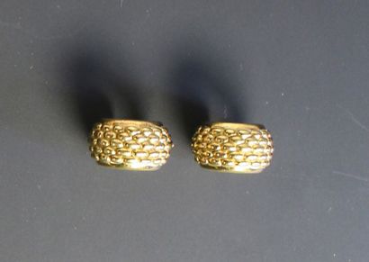 null Paire d'anneaux d'oreille en or jaune 18K (750‰) à motif de grains de riz.
Haut.:...