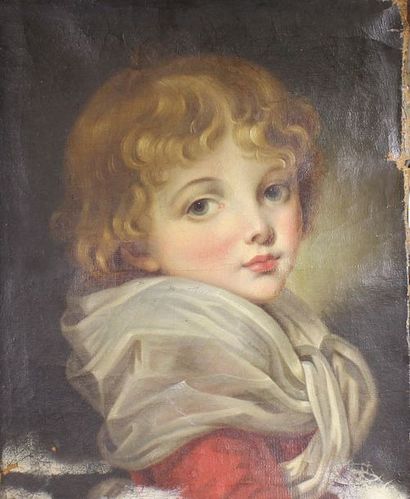 ECOLE DU XVIIIe SIÈCLE Portrait d'enfant.
Huile sur toile (manques).
40 x 31,5 c...