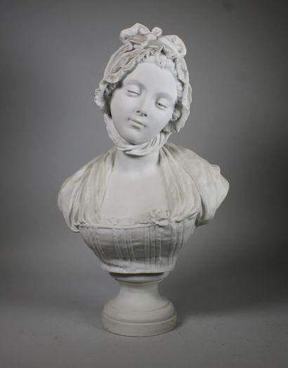 G. LEVY (XXe siècle) Buste de femme.
Biscuit.
Haut.: 54,5 cm.