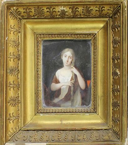 Jean Pierre THIBOUST (1763 - c.1825) Portrait de jeune fille.
Miniature sur ivoire...