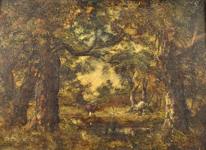Narcisse DIAZ de la PENA (1808 - 1876) (Attribué à) Forêt de Fontainebleau.
Huile...
