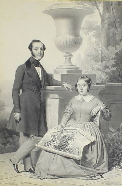 Pierre Roch VIGNERON (1789-1872) Portrait d'un couple, 1849.
Mine de plomb signée...