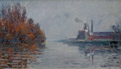 Gustave LOISEAU (1865-1935) Brume sur l'Oise.
Huile sur toile signée en bas à droite.
Au...