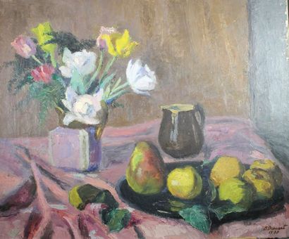 Raphaël DROUART (1894 - 1972) Nature morte aux fleurs, 1930.
Huile sur toile signée...
