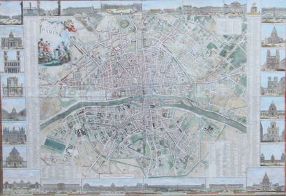 GLOT (d'après) «Nouveau plan routier de la ville et faubourgs de Paris», 1792.
Gravure...