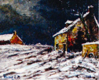Robert L.P. LAVOINE (1916-1999) Paysage de neige, 1963.
Huile sur toile signée en...