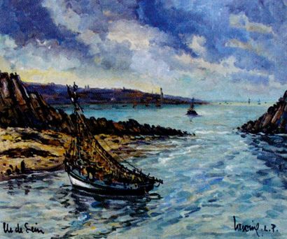 Robert L.P. LAVOINE (1916-1999) Une crique sur l'Ile de Sein.
Huile sur toile située...