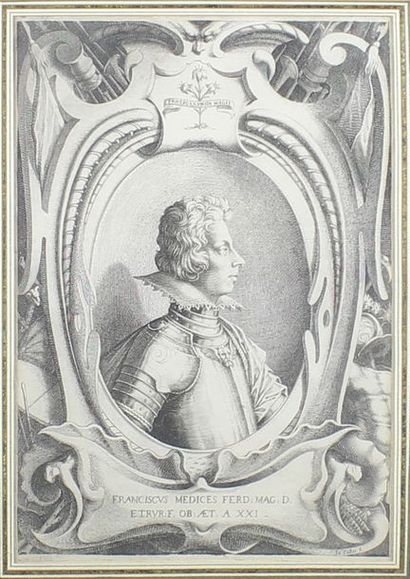 Jacques Callot (1592-1635) Portrait de François de Médicis.
Eau-forte. Très belle...