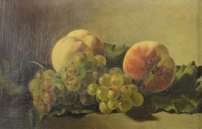 École du XIXe siècle Natures mortes aux fruits.
Deux huiles sur toile formant pendants....