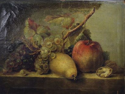 École du XIXe siècle Natures mortes aux fruits.
Deux huiles sur toile formant pendants....