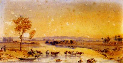 Théodore JUNG (1803-1865) Scènes rurales, 1844 et 1845.
Paire d'aquarelles signées...