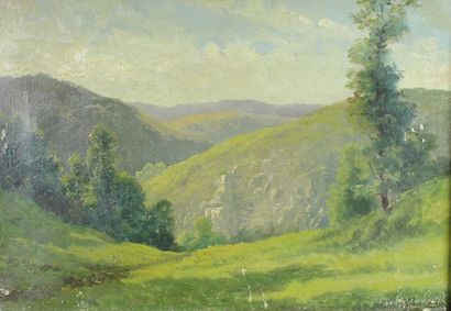 LOUIS HUMBERT (1835-1910) Paysage du Limousin.
Huile sur toile signée en bas à droite.
26...
