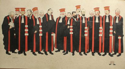 Adrien BARRÈRE (1877-1931) L'examen des notables.
Lithographie signée dans la planche.
Vue:...