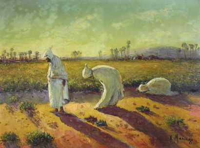Vincent MANAGO (1880-1936) La prière.
Huile sur toile signée en bas à droite.
60...