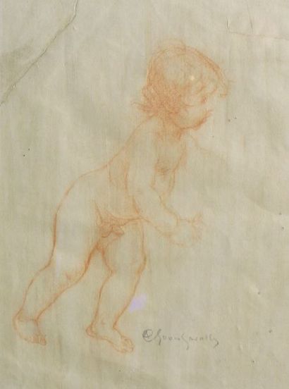Louis LAVALLEY (1862-1927) Enfant nu.
Dessin à la sanguine signé en bas à droite.
22,5...