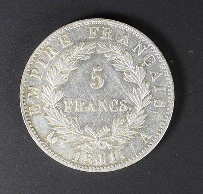 null Une pièce de cinq francs en argent Napoléon I. 1811.