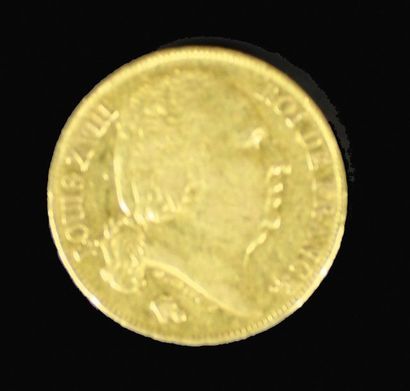 null Une pièce en or de 20 francs au profil de Louis XVIII, 1817 (usures).