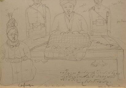 Léa LAFUGIE (1890-1972) Cérémonie des voeux.
Crayon sur papier signé en bas gauche.
26...