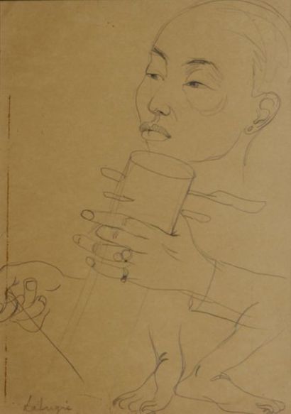 Léa LAFUGIE (1890-1972) Musicien.
Crayon sur papier signé en bas à gauche.
33 x 23...