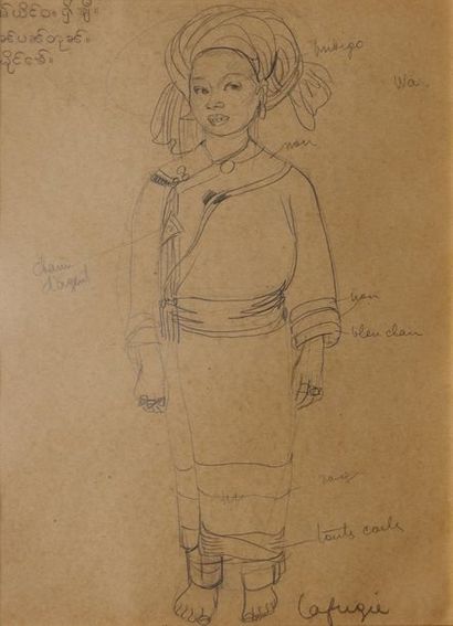 Léa LAFUGIE (1890-1972) Etude de femme des hauts plateaux.
Crayon sur papier signé...