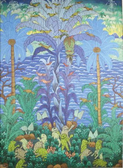 I Made BAWA (XXe siècle) Paysage de Bali.
Acrylique sur toile signée et située à...