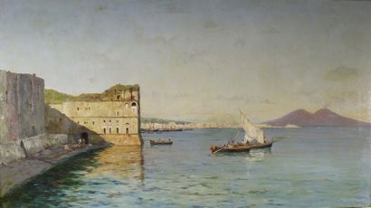 Pietro BARUCCI (1845-1917) Vue de la baie de Naples.
Huile sur toile signée et située...