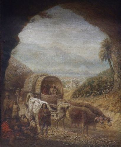 Louis Casimir HENAULT (1836-1885) Une caravane sud-américaine, 1885.
Huile sur toile...