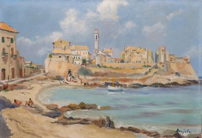 Pierre BERJOLE (1897-1990) Petit port de pêche méditerranéen.
Huile sur toile, signée...