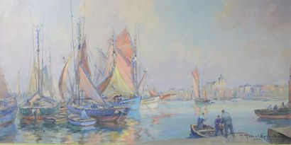 Robert LAROCHE (1896-1974) Vue d'un port.
Huile sur toile signée en bas à droite.
51...