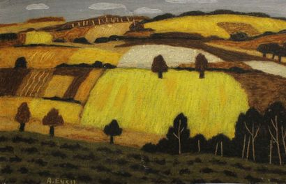 André EVEN (1918-1996) Les champs.
Pastel sur papier marouflé sur toile signé en...