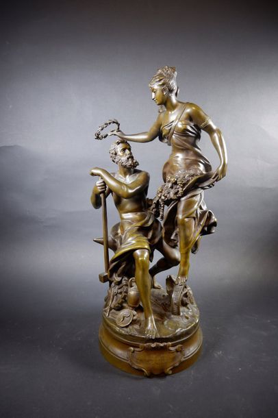 Adrien Étienne GAUDEZ (1845-1902) «Honneur au travail».
Epreuve en bronze à patine...