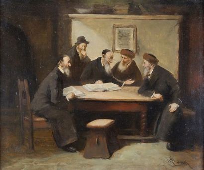 H. WERNER (XIXe siècle) Enfant intérerrogé par le Rabbin et discussions Talmudique.
Deux...