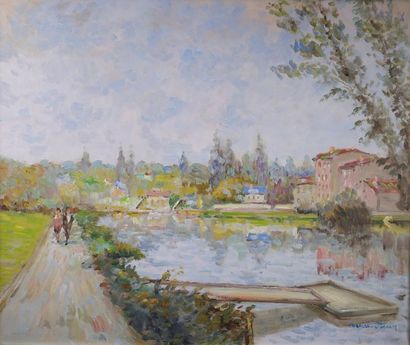 Henri STENN (1903-1993) «Bords de Marne, Nogent».
Huile sur toile signée en bas à...