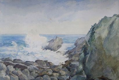 Antoinette HOURLIER (1863-1926) «Montbazon», 1901 et «Trégastel», 1911.
Deux aquarelles...
