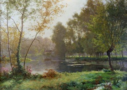 Albert-Gabriel RIGOLOT (1862-1932) Au bord de l'étang.
Huile sur toile signée en...