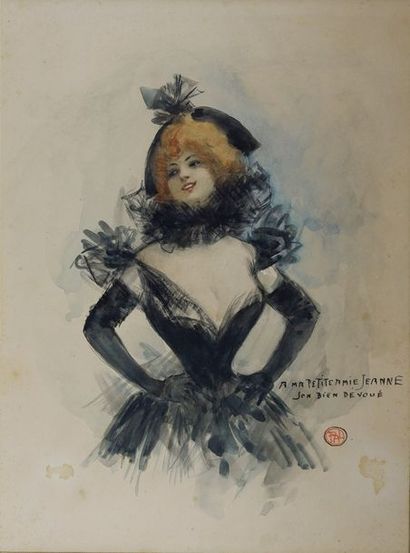 PAL (1855-1942) Portrait de femme.
Aquarelle sur papier signée en bas à droite et...