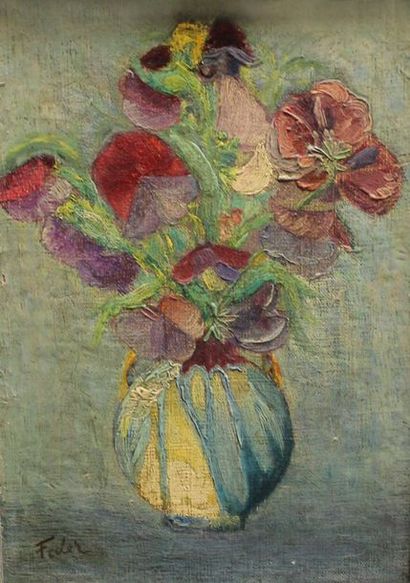 ADOLPHE FEDER (1886-1943) Etude de fleurs.
Huile sur toile signée en bas à gauche.
27...