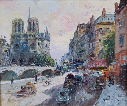 Mério AMEGLIO (1897-1970) Paris, Notre-Dame.
Huile sur toile signée en bas à droite.
46...