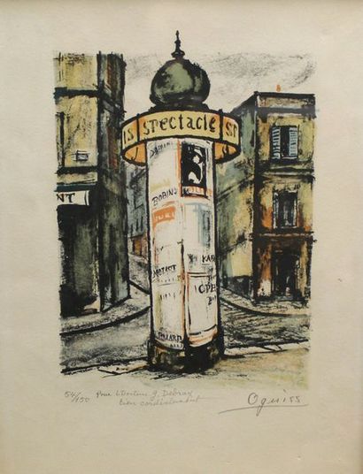 Takanori OGUISS (1901-1986) La colonne Maurice.
Lithographie signée en bas à gauche,...