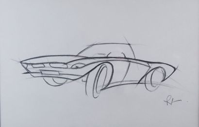 Raymond LOEWY (1893-1986) Projet de studebaker.
Dessin à la mine de plomb monogrammé...