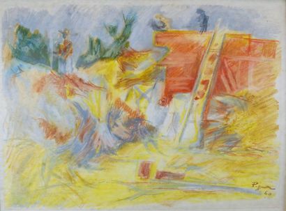 Edouard PIGNON (1905-1993) Paysage à la ferme, 1960.
Pastel gras signé et daté en...