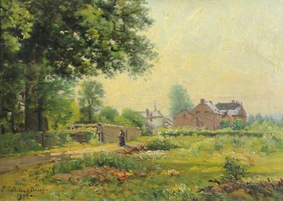 Paul Félix VALLOIS (1845-1906) Vue de village, 1900.
Huile sur toile signée et datée...