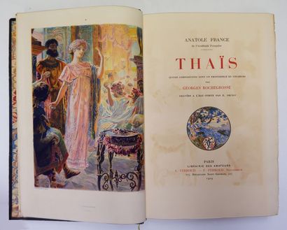 null Anatole FRANCE. Thaïs. Paris, Ferroud, 1909. In-8, demi-maroquin bleu marine...
