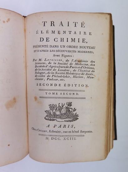 null Antoine Laurent LAVOISIER. Traité élémentaire de chimie… Paris, Cuchet, 1793....