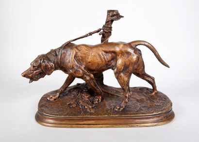 null Pierre-Jules MÈNE (1810-1879)
Chien limier.
Epreuve en bronze à patine rosette....